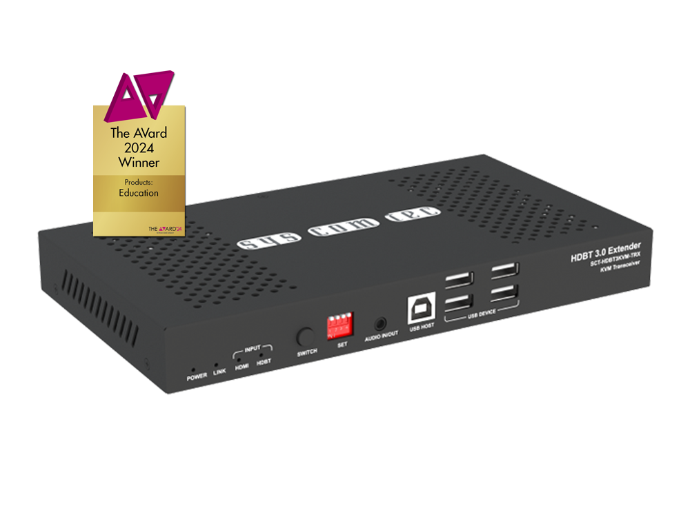 CAT Transceiver HDMI2.0 UHD/4K/ IP/ RS232/ PoH 100m SCT-HDBT3KVM-TRX