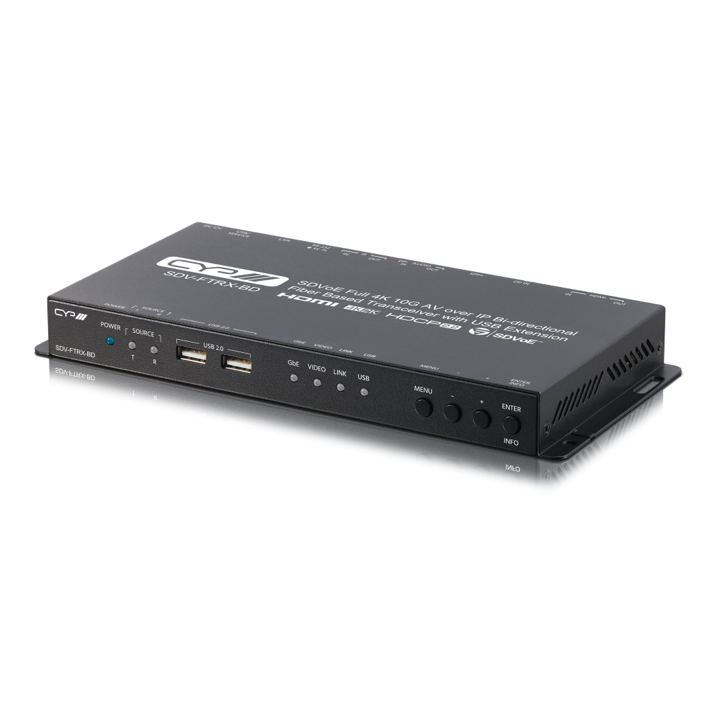 CYP Europe AVoverIP Fiber Transceiver SDVoE 10Gbit HDMI2.0/ RS232/ IR/ USB/ LAN SDV-FTRX-BD