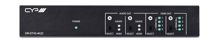 CYP Europe Kreuzschiene HDMI2.0/Dante UHD/ 4K/ HDCP2.2 4x2 OR-DT42-4K22