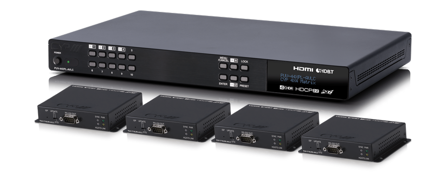 CYP Europe Kreuzschienen Set/ 4xRX (HDBTLITE2) 4x4 HDMI2.0 UHD 60m PUV-44XPL-AVL