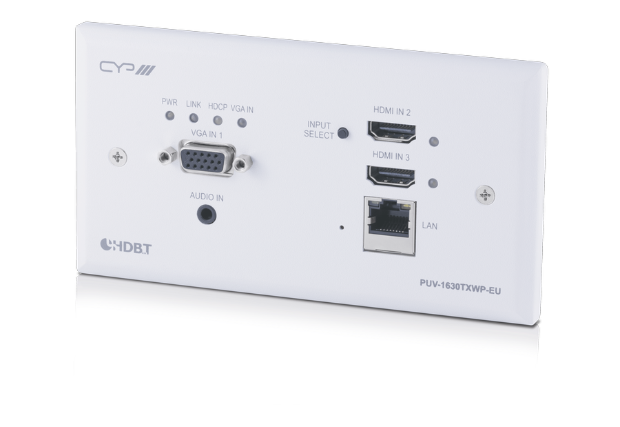 CYP Europe Wandanschlussfeld/ CAT TX/ Schalter/2xHDMI,VGA A auf HDBT PUV-1630TXW