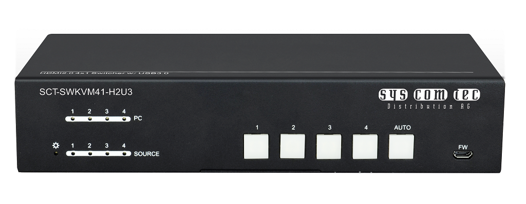 Switcher HDMI2.0 UHD/ 4K / HDCP2.2, USB3.0, Audio 4x1 SCT-SWKVM41-H2U3